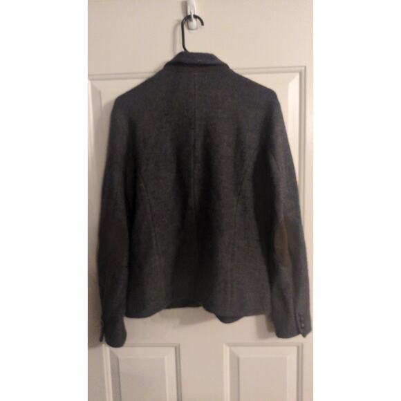 Brooks Brothers 346 Women's One Button Sweater w/Pockets Grey, Elbow Pads Wool - Picture 3 of 8